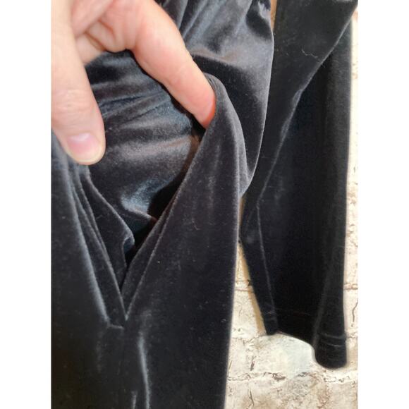 Vintage Shenanigans Velvet Babydoll Dress Womens Medium Black Floral Embroidered - Picture 7 of 13